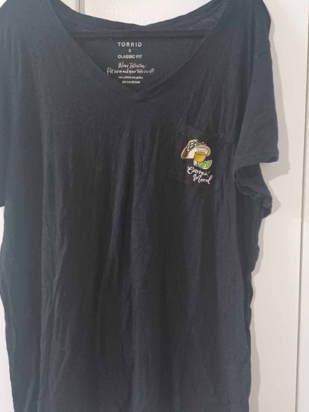 torrid Black V-Neck Pocket Tee with Taco Patch